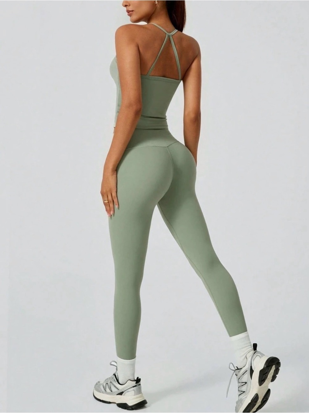 Seamless High-Waist Leggings - Sage Green